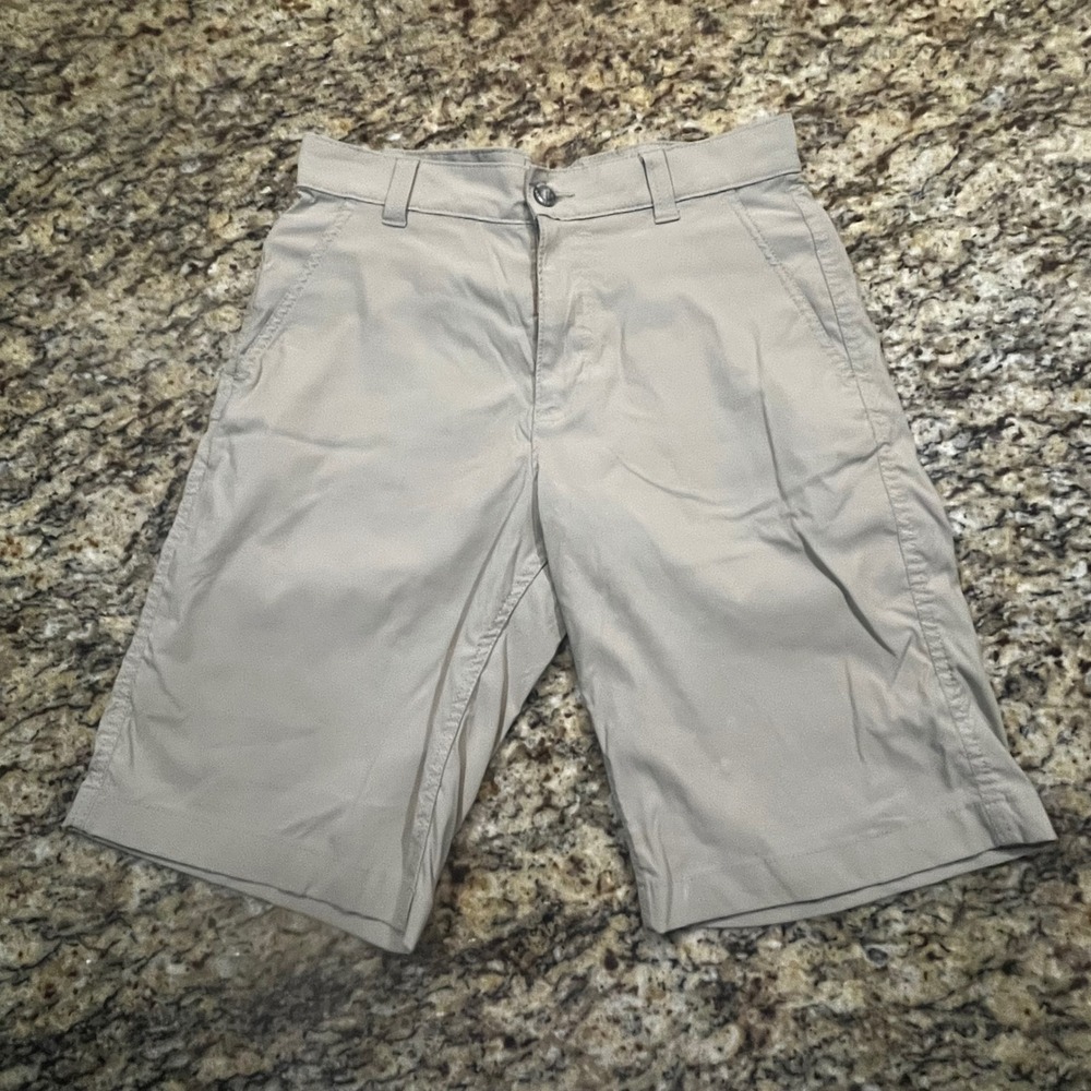 Eddie Bauer Travex Mens Khaki Tan Hiking Travel Chino Shorts Size 30 Inseam 10.5